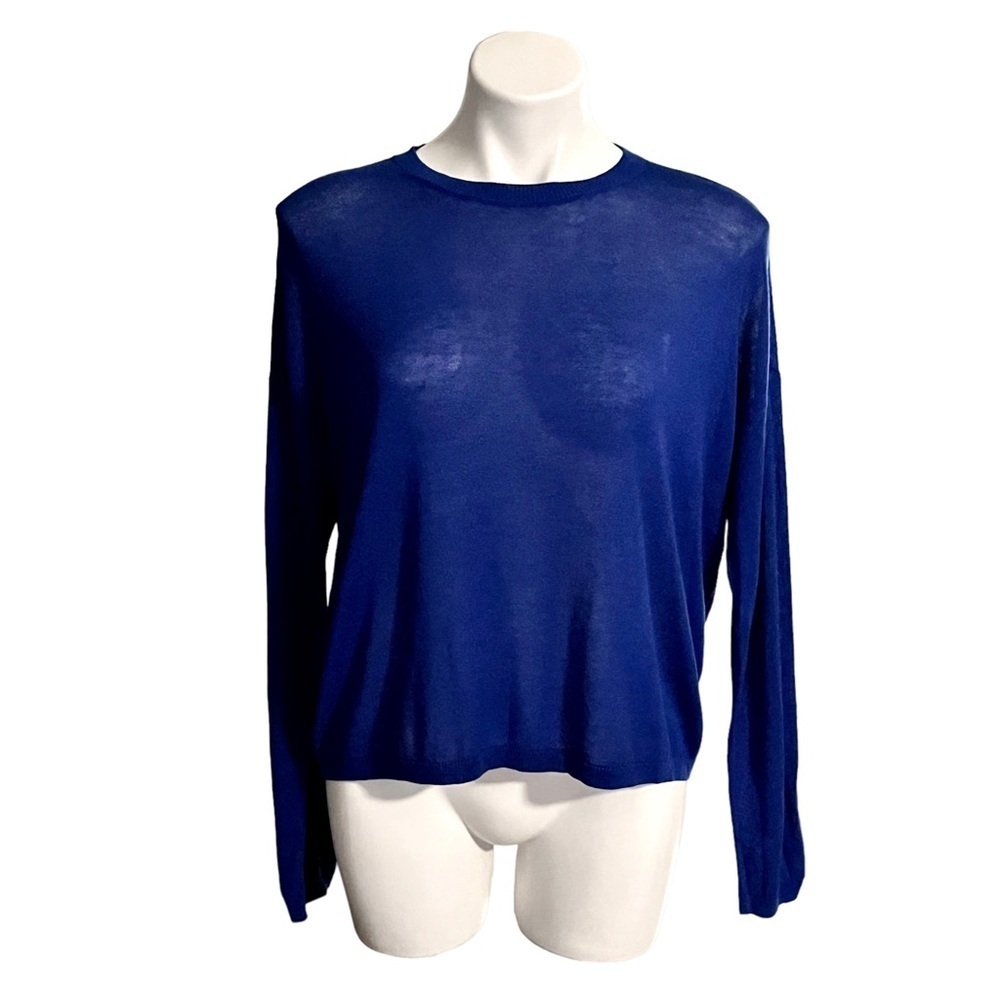 Eileen Fisher Cew Neck Boxy Top Size X Small Blue Violet New With Tags